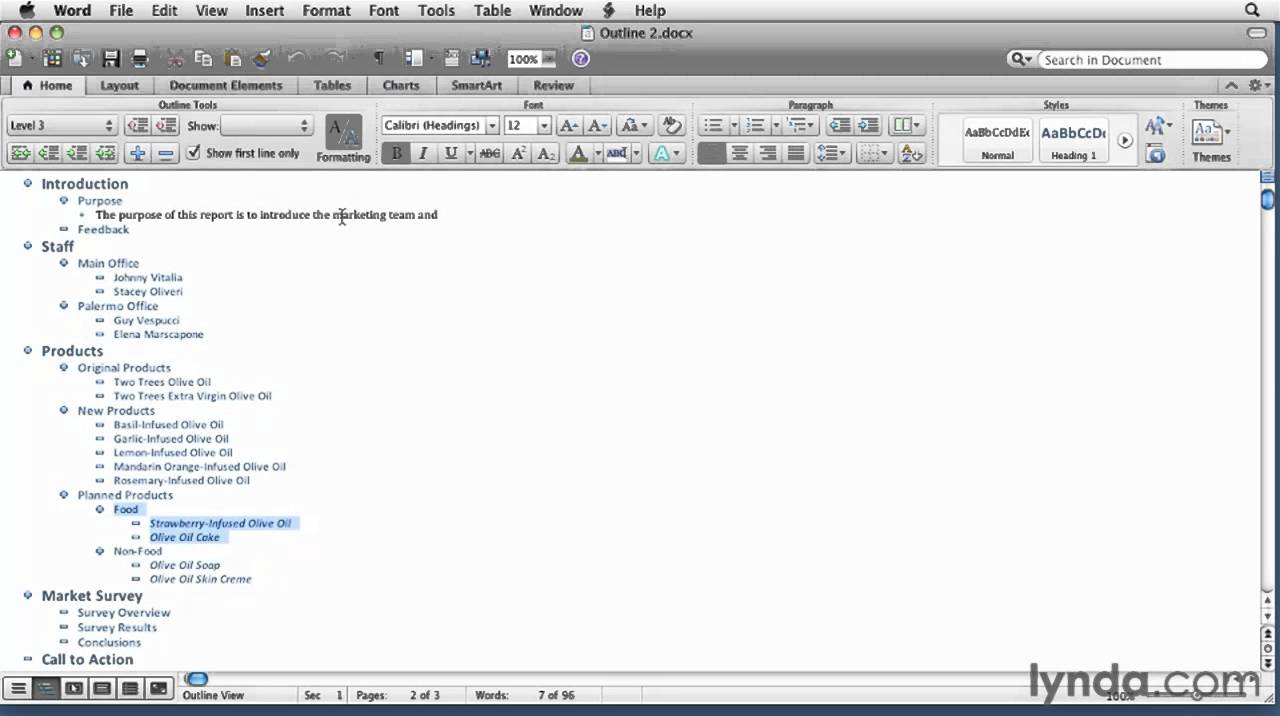 microsoft word for mac auto outline